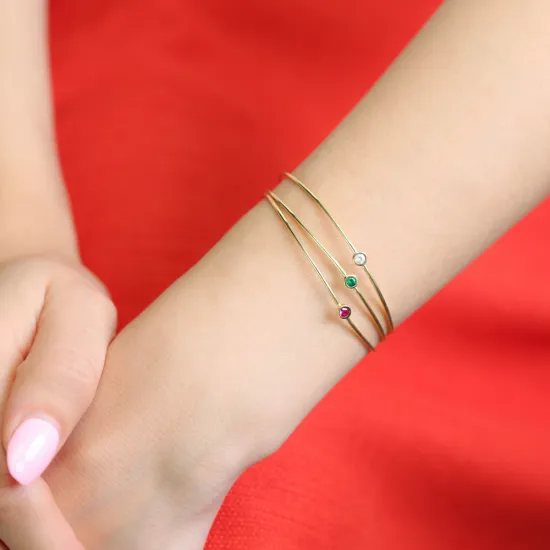 Turkish Clear Solitaire Open CZ Sterling Silver Bangle