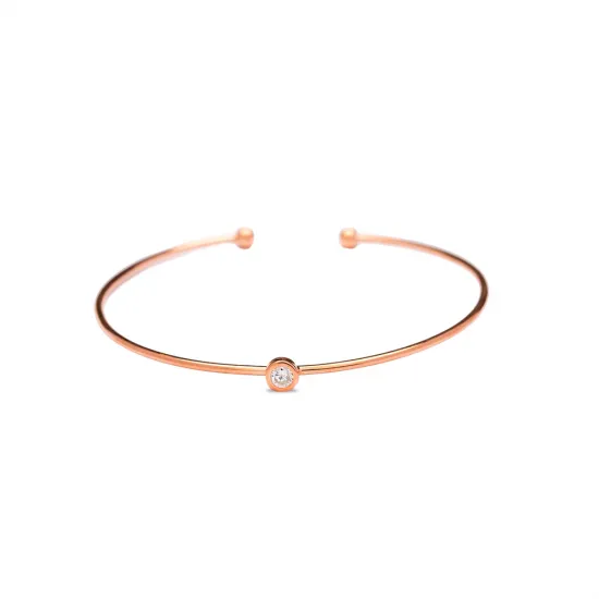 Turkish Clear Solitaire Open CZ Sterling Silver Bangle