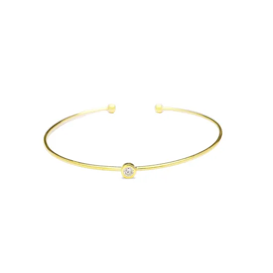 Turkish Clear Solitaire Open CZ Sterling Silver Bangle