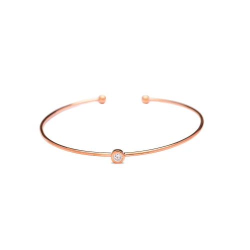 Turkish Clear Solitaire Open CZ Sterling Silver Bangle