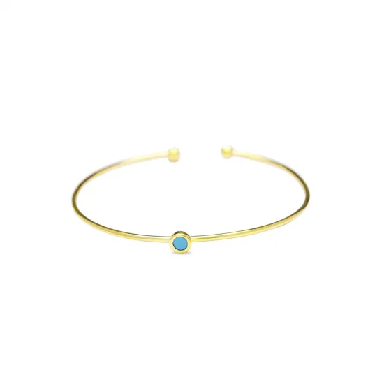Turkish Turquoise Solitaire Open Sterling Silver Bangle Turkish Turquoise Solitaire Open Sterling Silver Bangle
