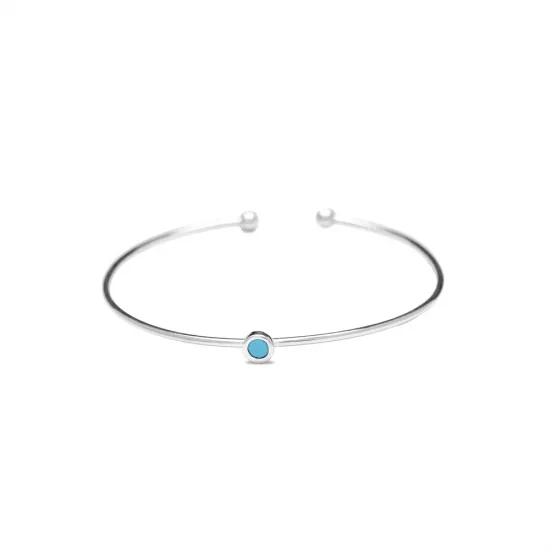 Turkish Turquoise Solitaire Open Sterling Silver Bangle Turkish Turquoise Solitaire Open Sterling Silver Bangle