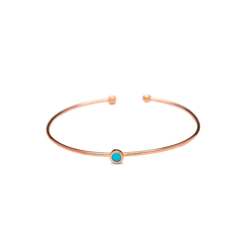 Turkish Turquoise Solitaire Open Sterling Silver Bangle