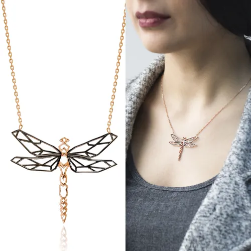 Turkish Origami Dragonfly Minimalist 925 Silver Pendant
