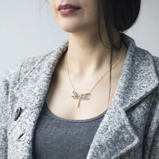 Turkish Origami Dragonfly Minimalist Silver Pendant Turkish Origami Dragonfly Minimalist Silver Pendant
