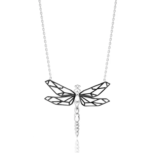 Turkish 925 Silver Origami Dragonfly Minimalist Pendant