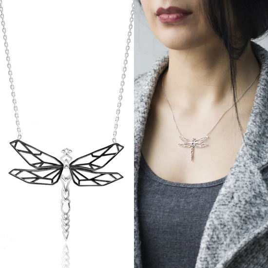 Turkish 925 Silver Origami Dragonfly Minimalist Pendant Turkish 925 Silver Origami Dragonfly Minimalist Pendant