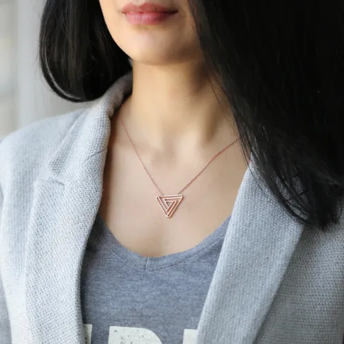 Turkish Origami Triange Enamel Silver Pendant