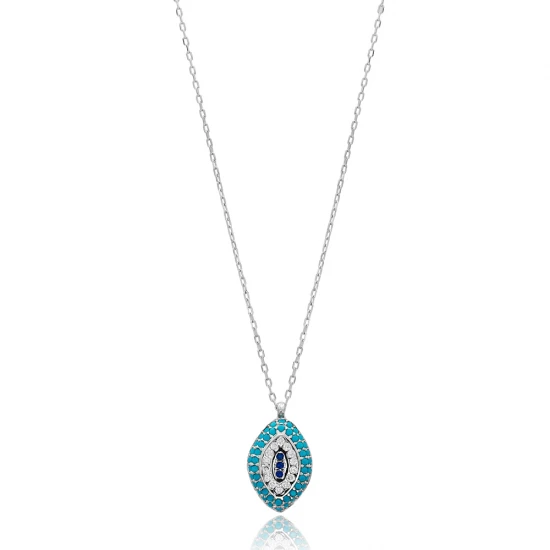 Turkish Evil Eye Nano Turquoise Ghost Silver Pendant Turkish Evil Eye Nano Turquoise Ghost Silver Pendant