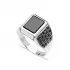 Turkish Onyx Square Beaded Signet Men 925 Silver Ring