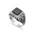 Turkish Onyx Square Zigzag Men 925 Sterling Silver Ring