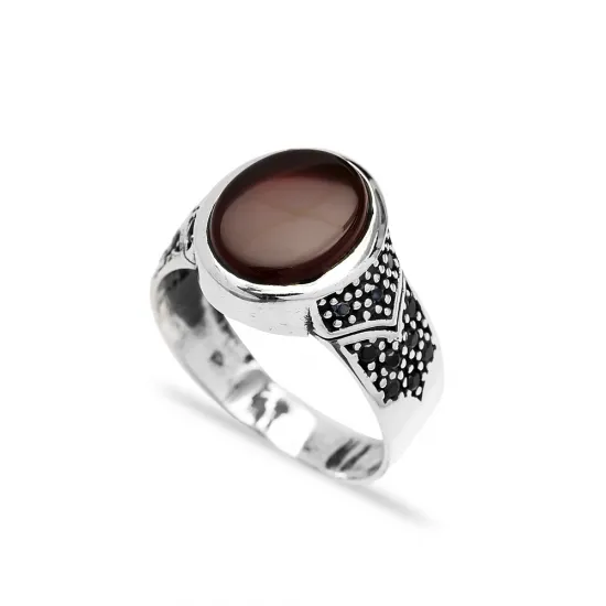 Agate Men 925 Silver Ring Made in Turkey Agate Men 925 Silver Ring Made in Turkey