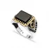 Onyx Square Eye Men Sterling Silver Ring