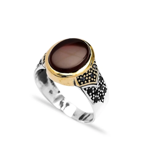 Turkish Handmade Agate Men 925 Sterling Silver Ring Turkish Handmade Agate Men 925 Sterling Silver Ring
