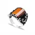 Orange Rectangle Calligraphy Men 925 Silver Ring