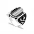 Black Oval Sword Men 925 Sterling Silver Ring