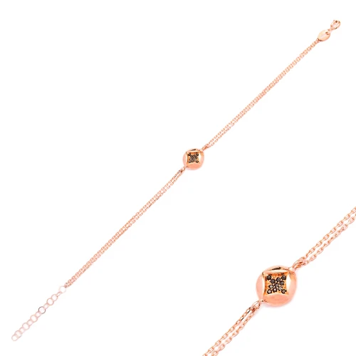 Black Square Round Chain CZ Sterling Silver Bracelet