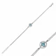 Turquoise Square Round Chain Sterling Silver Bracelet