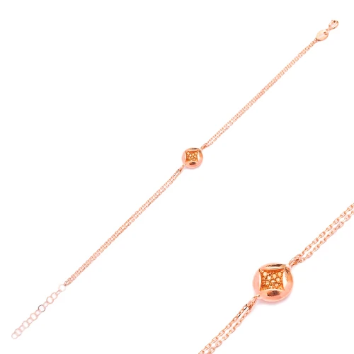 Orange Square Round Chain 925 Sterling Silver Bracelet