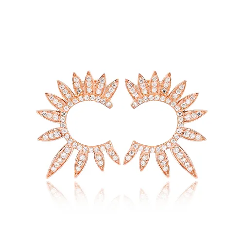 Turkish CZ Half Round Of Wing Sterling Silver Earrings