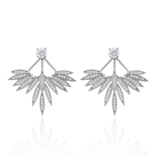 Clear CZ Phoenix Wings Double Side 925 Silver Earrings Clear CZ Phoenix Wings Double Side 925 Silver Earrings