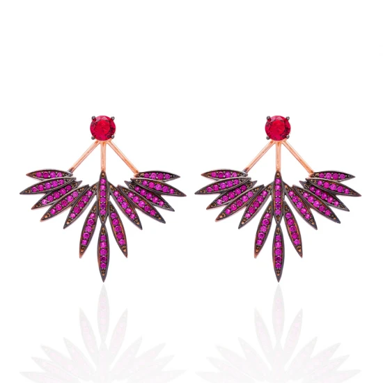 Turkish Ruby Phoenix Wings Double Side Silver Earrings Turkish Ruby Phoenix Wings Double Side Silver Earrings
