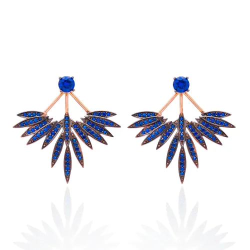 Sapphire Phoenix Wings Double Side 925 Silver Earrings