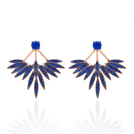 Sapphire Phoenix Wings Double Side 925 Silver Earrings