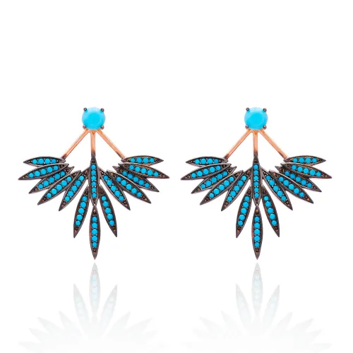 Turquoise Phoenix Wings Double Side 925 Silver Earrings