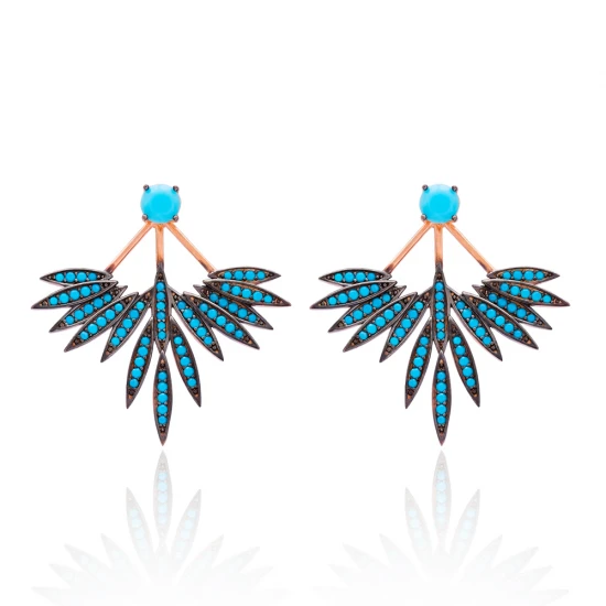 Turquoise Phoenix Wings Double Side 925 Silver Earrings Turquoise Phoenix Wings Double Side 925 Silver Earrings