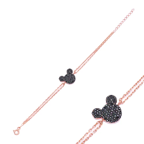 Turkish Mouse Black CZ 925 Sterling Silver Bracelet