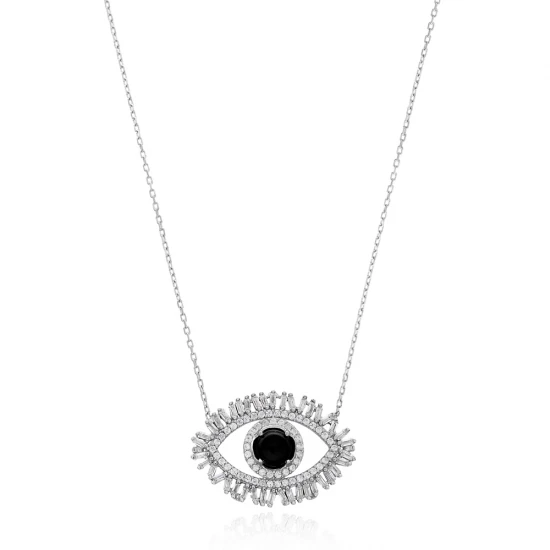 Turkish Evil Eye Baguette CZ 925 Silver Pendant Turkish Evil Eye Baguette CZ 925 Silver Pendant