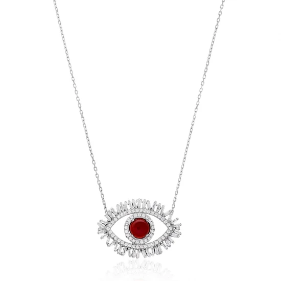 Turkish Evil Eye Baguette CZ Silver Pendant Turkish Evil Eye Baguette CZ Silver Pendant