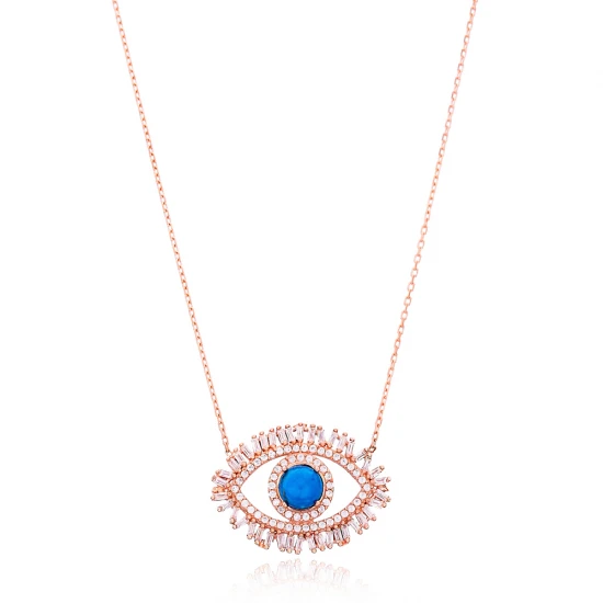 Turkish 925 Silver Evil Eye Baguette CZ Pendant Turkish 925 Silver Evil Eye Baguette CZ Pendant