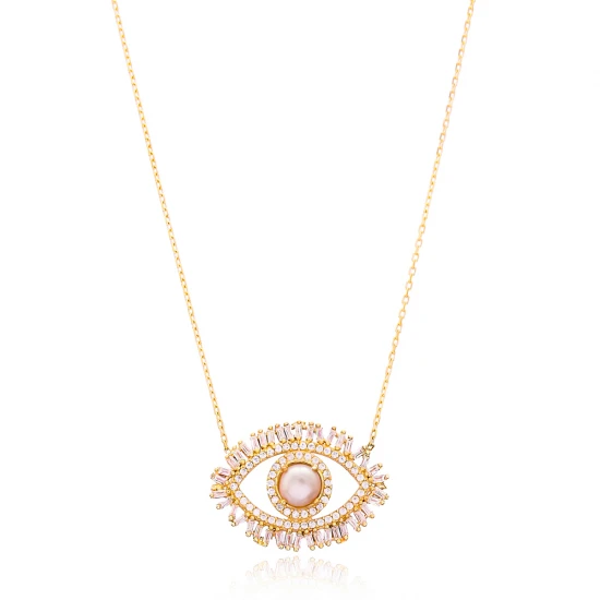 Turkish Evil Eye Baguette CZ Sterling Silver Pendant