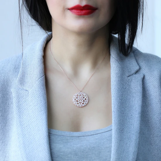 Turkish Rounded Marquise 925 Sterling Silver Pendant - Sade 925 Silver Jewelry