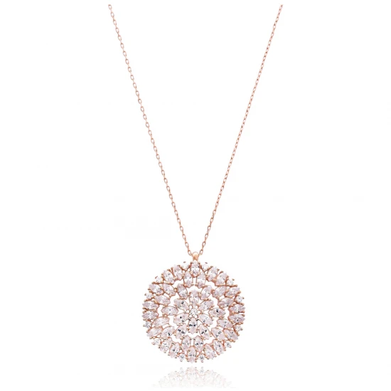 Turkish Rounded Marquise 925 Sterling Silver Pendant - Sade 925 Silver Jewelry