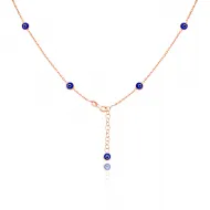 Mini Evil Eye Stones 39 Inch Chain 925 Silver Necklace