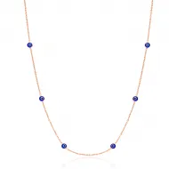 Mini Evil Eye Stones 39 Inch Chain 925 Silver Necklace