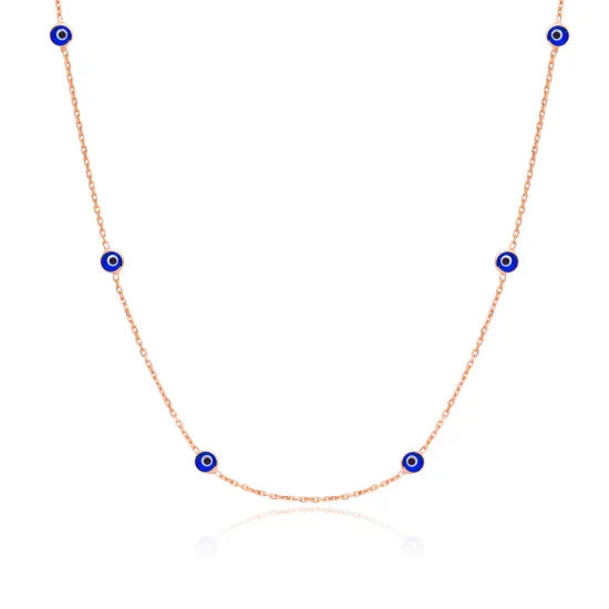 Turkish Mini Evil Eye Beaded Choker 925 Silver Necklace