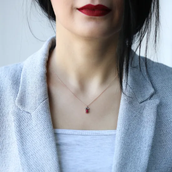 Turkish Ruby Tiny Teardrop 925 Sterling Silver Pendant Turkish Ruby Tiny Teardrop 925 Sterling Silver Pendant