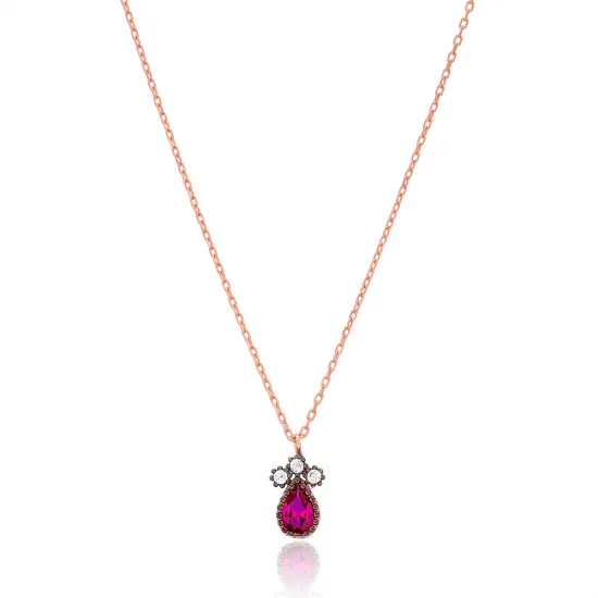 Turkish Ruby Tiny Teardrop 925 Sterling Silver Pendant Turkish Ruby Tiny Teardrop 925 Sterling Silver Pendant