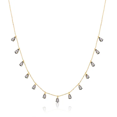 Turkish Minimalist Black CZ Sterling Silver Necklace