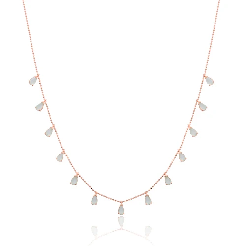 Clear Pear Drop Fringe CZ 925 Sterling Silver Necklace
