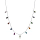 Multicolor Teardrop Fringe CZ Sterling Silver Necklace | 925 Sterling Silver Wholesale | Sade Silver Multicolor Teardrop Fringe CZ Sterling Silver Necklace - Sade 925 Silver Jewelry