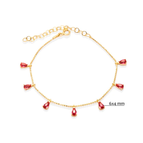 Turkish Ruby CZ Pear Shaker Sterling Silver Bracelet
