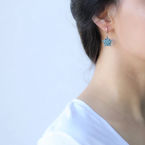 Turkish Sheriff Star 925 Silver Earrings