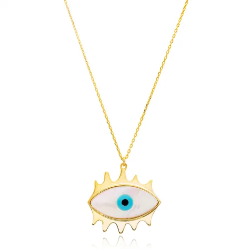 Mother of Pearl Evil Eye Design Turkish Handmade Wholesale 925 Sterling Silver Pendant
