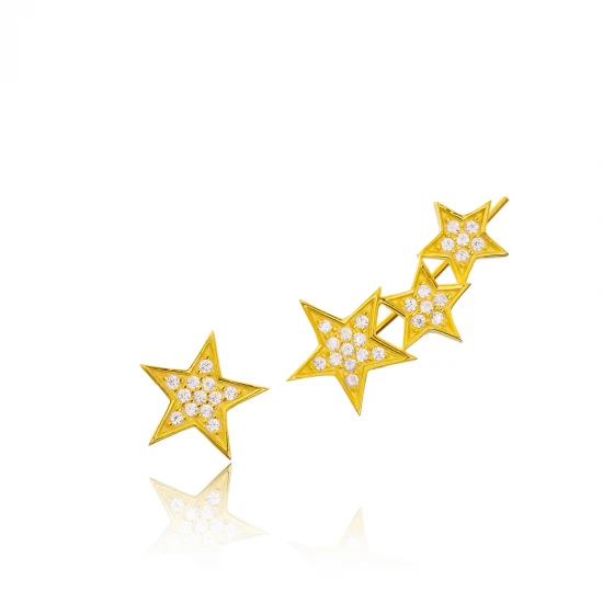 Turkish Star One Side 925 Sterling Silver Earrings