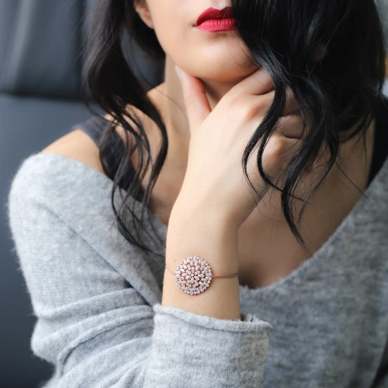 Turkish Rounded Marquise Shape Tennis Silver Bracelet - Sade 925 Silver Jewelry